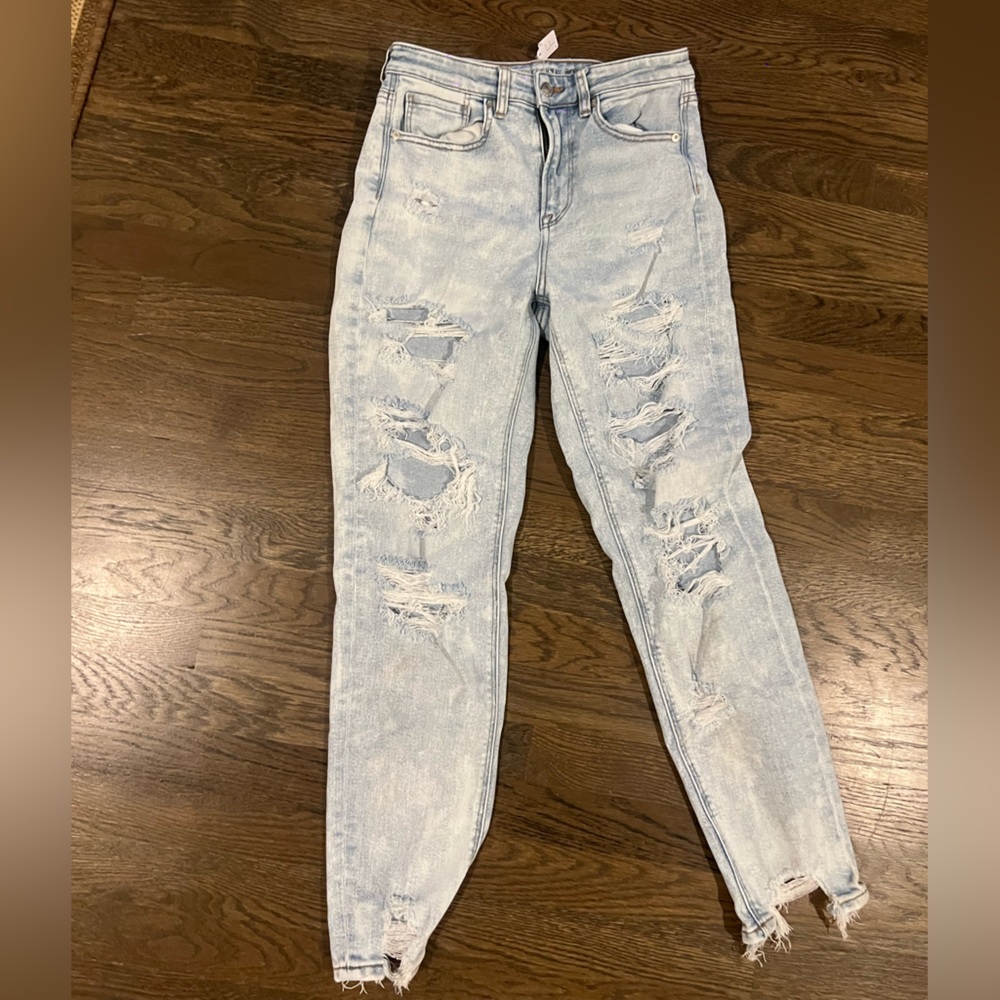 American Eagle Outfitters High Rise Blue Distressed Jeans